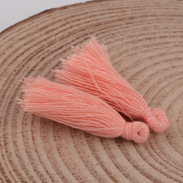 

PandaHall Cotton Thread Tassel Pendant Decorations, Light Coral, 25~31x5mm, about 39~47pcs/bag Cotton Red