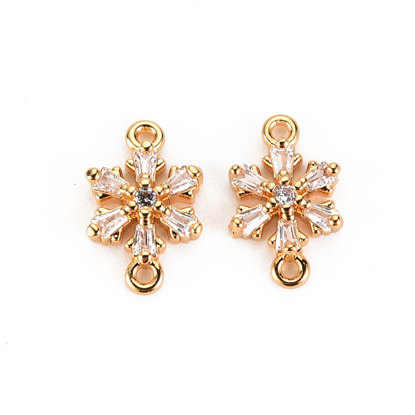 

PandaHall Brass Micro Pave Clear Cubic Zirconia Links Connectors, FLower, Real 18K Gold Plated, 11.5x7.5x2.5mm, Hole: 1mm Brass+Cubic...