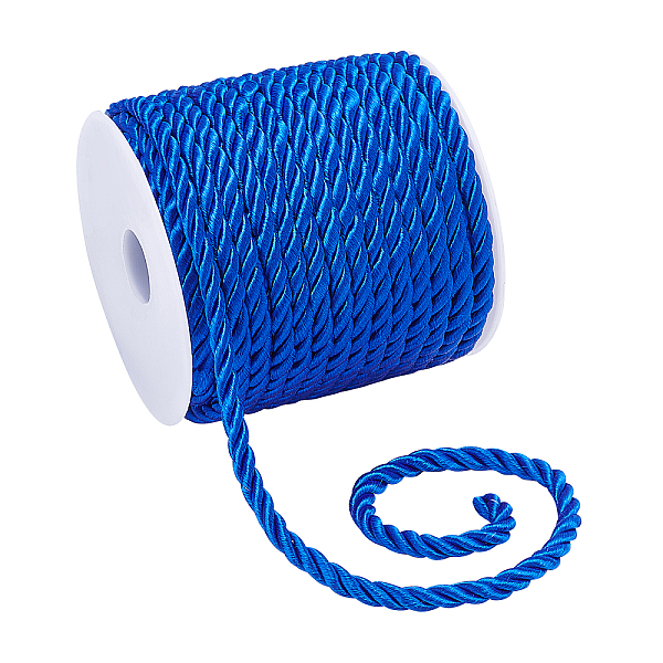 

PandaHall 3-Ply Polyester Braided Cord, Twisted Rope, for DIY Cord Jewelry Findings, Blue, 5mm, about 18m/roll Polyester Blue