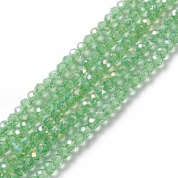 

PandaHall Electroplate Glass Beads Strands, AB Color Plated, Faceted Rondelle, Lime Green, 3x2mm, Hole: 0.5mm, about 165~170pcs/strand, 16.7...