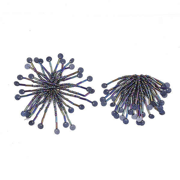 

PandaHall Glass Seed Beads Cabochons, with Sequins and Iron Sieve Findings, Light Gold, Colorful, 48~60x30~37mm Glass Others