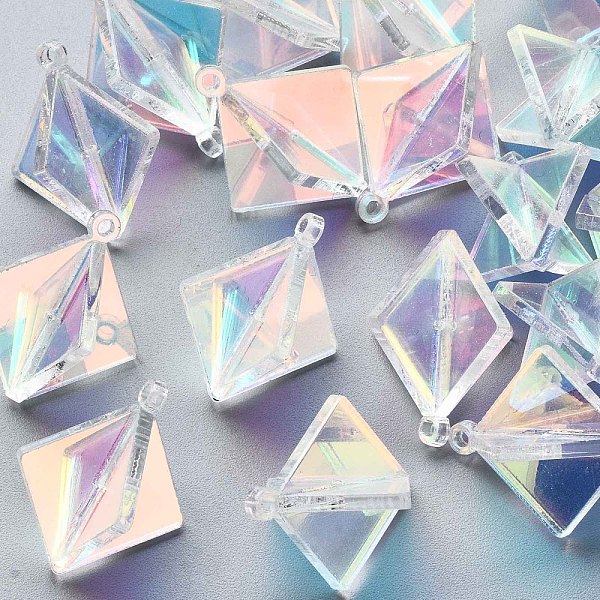 

PandaHall Transparent Acrylic Pendants, Laser Style, 3D Rhombus, Loops, Clear, 22x19.5x19.5mm, Hole: 1.6mm Acrylic Rhombus Clear