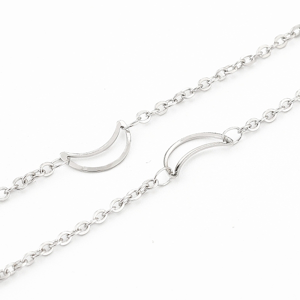

PandaHall 304 Stainless Steel Cable Chains, with Moon Links, Soldered, with Spool, Stainless Steel Color,Moon: 12x8x0.5mm, Link: 2x1.5x0.5mm...