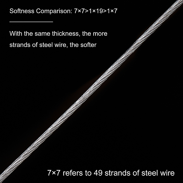 BENECREAT 15m 0.46mm 49-Strand Tiger Tail Beading Wire 316 Stainless Steel Nylon Coated Craft Jewelry Beading Wire For Crafts Jewelry Making