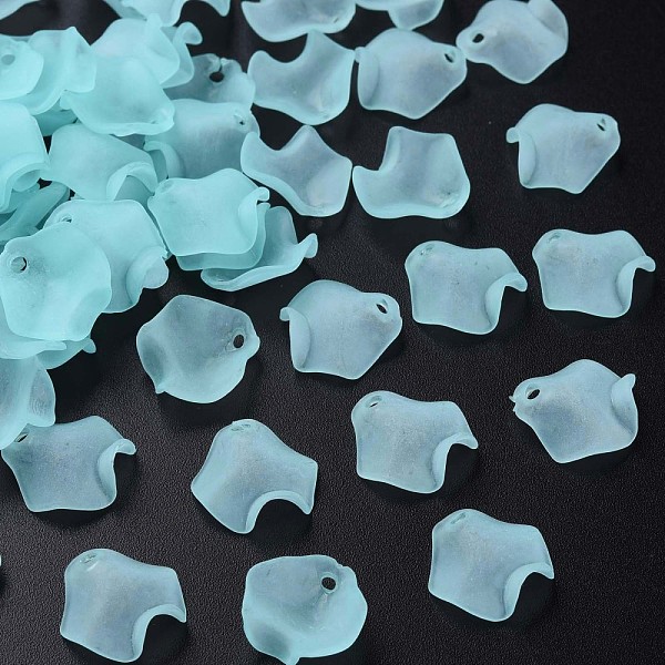 

PandaHall Transparent Acrylic Beads, Frosted, Petal, Cyan, 15x14.5x5mm, Hole: 2mm, about 1700pcs/500g Acrylic Petaline Cyan