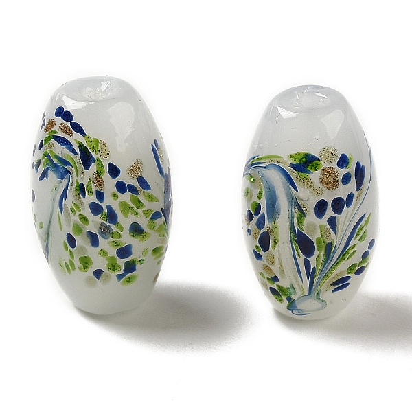 

PandaHall Handmade Lampwork Beads, Barrel, Colorful, 24.5x14.5mm, Hole: 1.6mm Lampwork Oval
