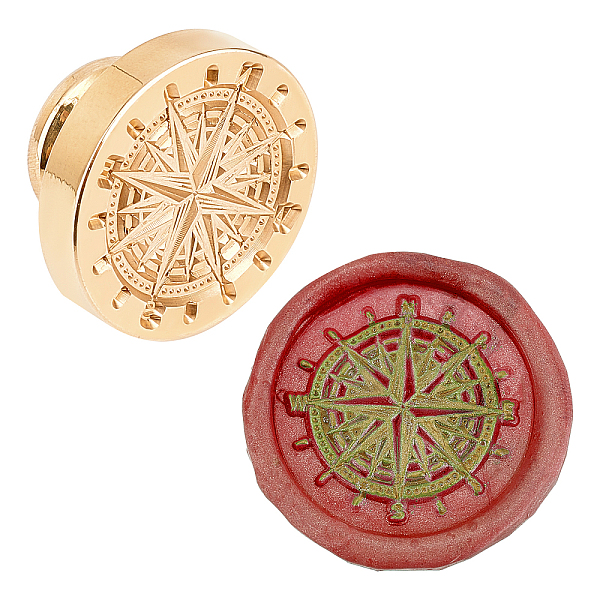 PandaHall Compass Wax Seal Stamp, Sealing Wax Stamps, Brass Head Retro Stamp Kit for Envelope Party Invitation Wine Packages Birthday