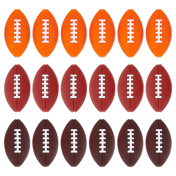 

PandaHall DICOSMETIC 18Pcs 3 Colors Sport Beads 2mm Assortment Silicone Beads Oval Shape Spacer Beads Brown/Coconut Brown/Orange Red Rugby..., Multicolor