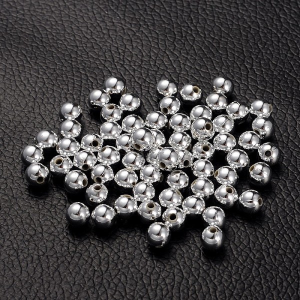 

PandaHall Plating Acrylic Beads, Round, Platinum Color Plated, about 6mm in diameter, hole: 1mm, about 4000pcs/500g Acrylic Round