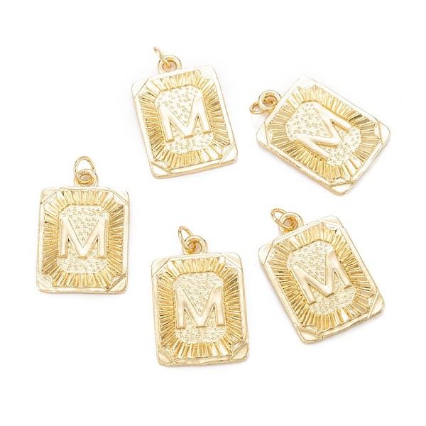 

PandaHall Brass Pendants, with Jump Ring, Long-Lasting Plated, Cadmium Free & Nickel Free & Lead Free, Rectangle with Alphabet, Real 18K...
