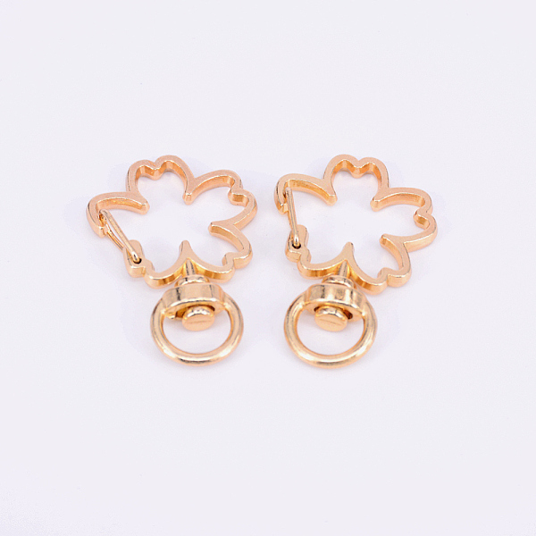 

PandaHall Iron Swivel Lobster Clasps, Swivel Snap Hook, Sakura, Light Gold, 36x24x6mm, Hole: 5x9mm Iron