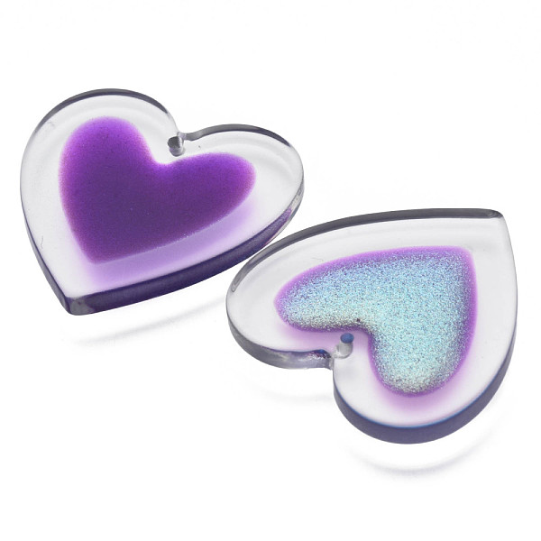 

PandaHall Resin Pendants, with Glitter Powder, Heart, Dark Orchid, 34x34x4mm, Hole: 1.6mm Resin Heart