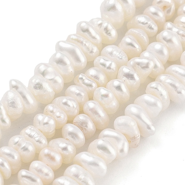 

PandaHall Natural Keshi Pearl Cultured Freshwater Pearl Beads Strands, Baroque Pearls, Nuggets, Grade 3A, Floral White, 3~4mm, Hole: 0.6mm...