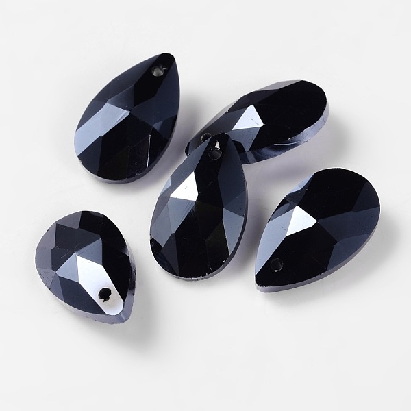 

PandaHall Electroplate Glass Pendants, Faceted, teardrop, Hematite Plated, 22x13x7mm, Hole: 1mm Glass Teardrop