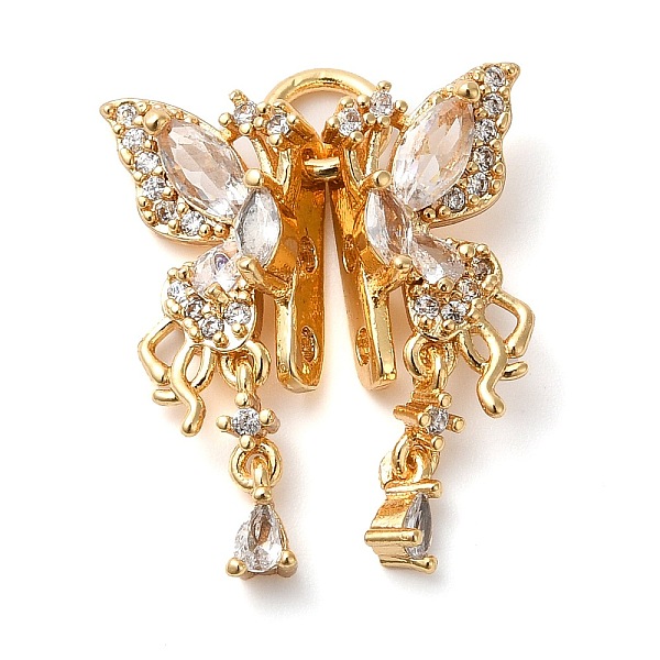 

PandaHall Brass Micro Pave Cubic Zirconia Slide Charms, Butterfly, Real 18K Gold Plated, Clear, 22x18x6mm, Hole: 1.4mm Brass+Cubic Zirconia...