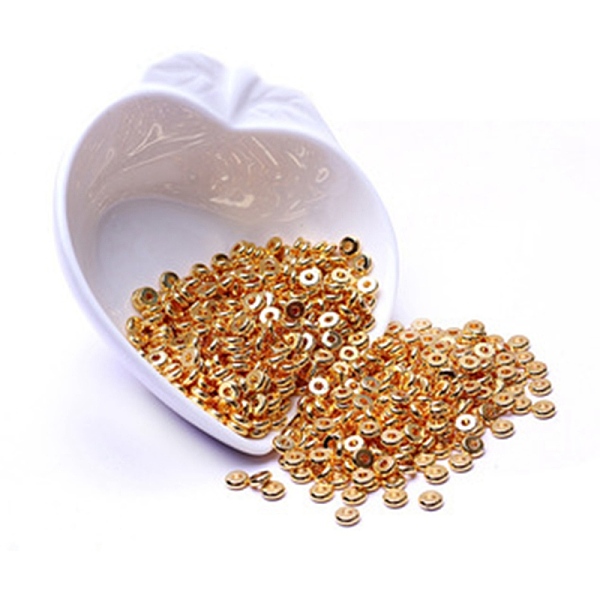 

PandaHall Brass Spacer Beads, Long-Lasting Plated, Flat Round, Golden, 1/4 inch(6mm) Brass Flat Round