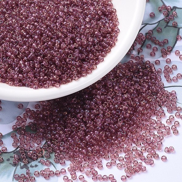 PandaHall MIYUKI Round Rocailles Beads, Japanese Seed Beads, 11/0, (RR303) Rose Gold Luster, 2x1.3mm, Hole: 0.8mm, about 1111pcs/10g Glass...