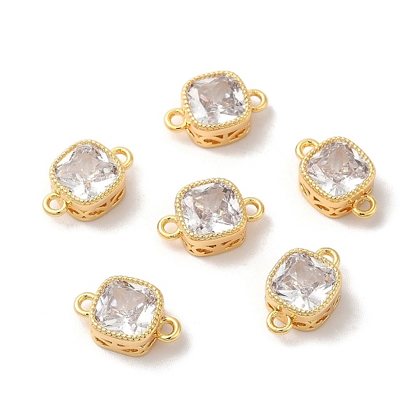 

PandaHall Real 18K Gold Plated Brass Cubic Zirconia Links Connectors, Square, Clear, 11x7x4mm, Hole: 1.2mm Brass+Cubic Zirconia Square Clear