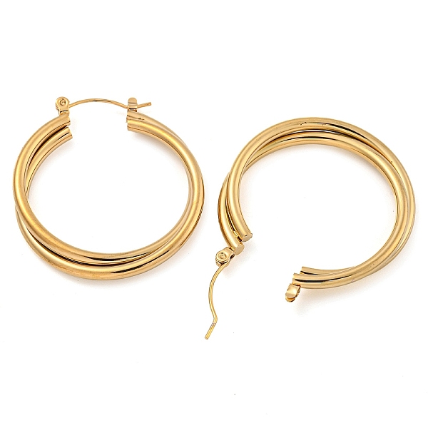 202 Stainless Steel Multi Layered Hoop Earrings