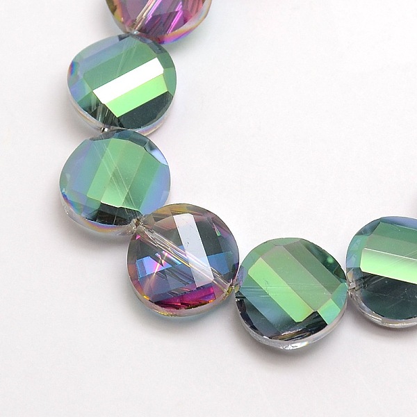

PandaHall Electroplate Crystal Glass Flat Round Beads Strands, Faceted, Rainbow Color Plated, Medium Sea Green, 14mm, Hole: 1mm, about...
