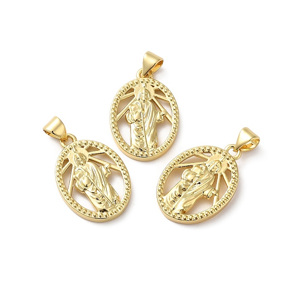 

PandaHall Rack Plating Brass Pendants, Lead Free & Cadmium Free, Long-Lasting Plated, Oval with Priest Charm, Real 18K Gold Plated...