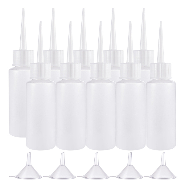

PandaHall Plastic Glue Bottles Sets, with Transparent Plastic Funnel Hopper, White, 13.6cm, Capacity: 50ml, 30pcs/set Plastic White