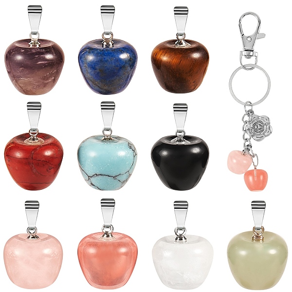 

PandaHall 10Pcs 10 Style Natural & Synthetic Gemstone Pendants, with Platinum Brass Loops, Apple, 14~15x14x14mm, Hole: 6x3mm, 1pc/style...