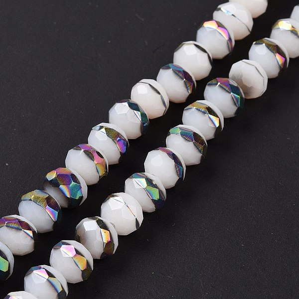 

PandaHall Handmade Porcelain Beads Strands, Facted, Rondelle, Half Plated, White, 8x6.5mm, Hole: 1.4mm, about 66pcs/strand, 16.77 inch...