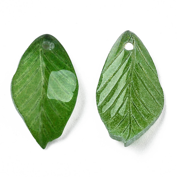 

PandaHall Plastic Pendants, Leaf, Green, 18x9x3mm, Hole: 1mm Plastic Leaf Green