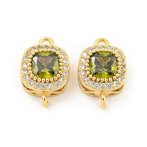 

PandaHall Brass Pave Cubic Zirconia Connector Charms, Real 18K Gold Plated, Square Links, Olive Drab, 10x15x6mm, Hole: 1.5mm Brass+Cubic...