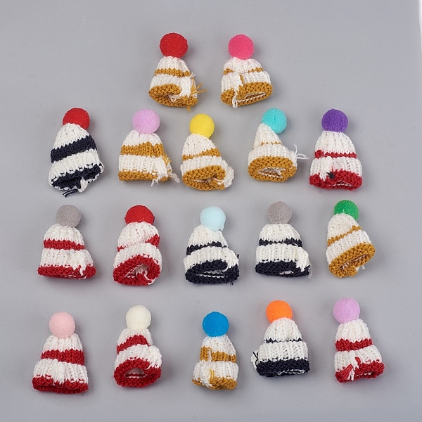 PandaHall Handmade Woven Costume Accessories, Yarn Hat, Mixed Color, 50.5x33.5mm Yarn Hat Multicolor