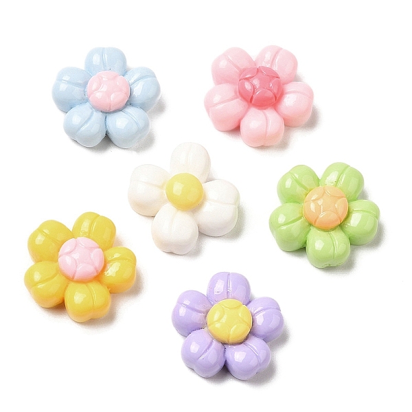 

PandaHall Cartoon Opaque Reisn Cabochons, for Jewelry Making, Mixed Color, Flower, 13.5x14x5.5mm Resin Flower Multicolor