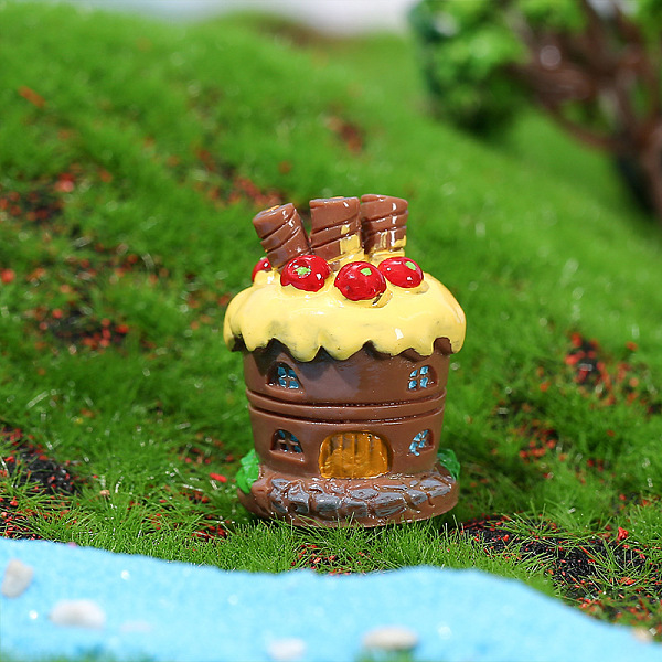 PandaHall Resin Miniature Mini Cake House, Home Micro Landscape Decorations, for Fairy Garden Dollhouse Accessories Pretending Prop...