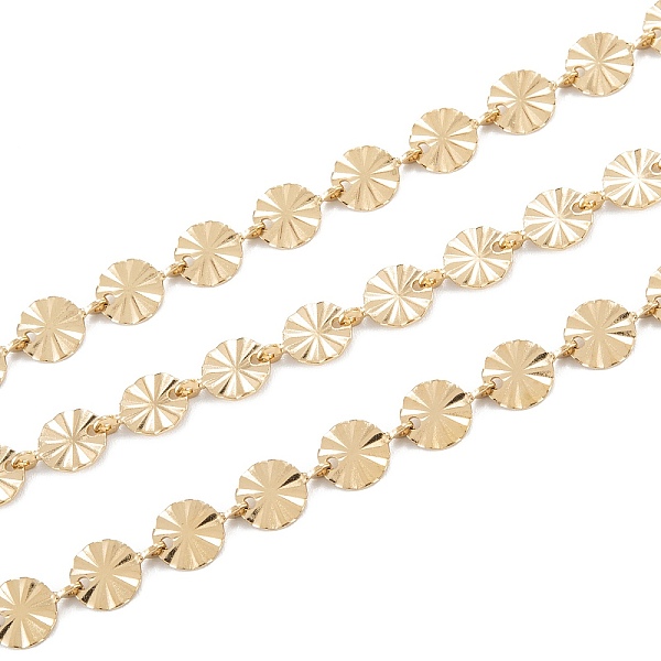 

PandaHall 3.28 Feet Handmade Vacuum Plating 304 Stainless Steel Link Chains, with Flat Round Flower Charms, Unwelded, Golden, link...