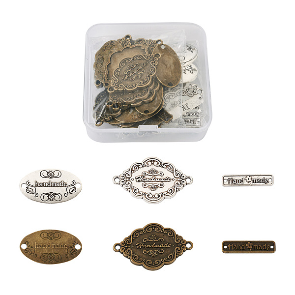 

PandaHall 60Pcs 6 Style Tibetan Style Alloy Links Connectors, Mixed Shapes, Antique Bronze & Antique Silver, 10pcs/color Alloy Mixed Shapes