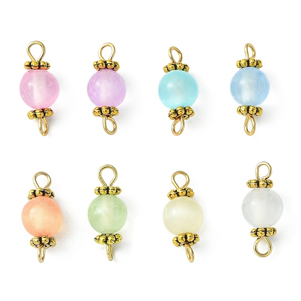 

PandaHall Natural Selenite Dyed Connector Charms, Round Links with Antique Golden Tone Alloy Daisy Spacer Beads and 304 Stainless Steel..., Multicolor