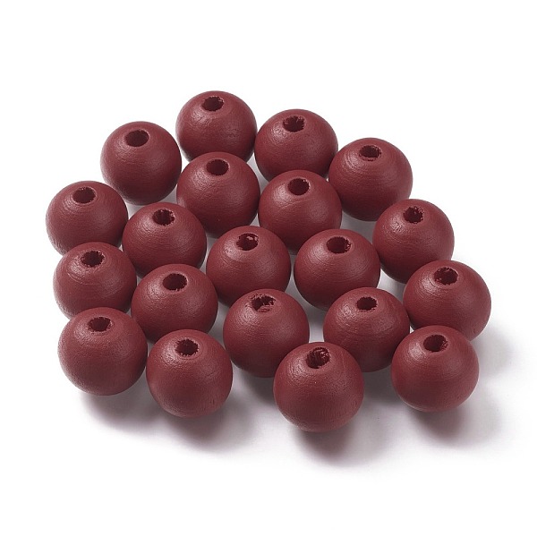 

PandaHall Painted Natural Wood Beads, Round, Dark Red, 16mm, Hole: 4mm Schima Wood Round