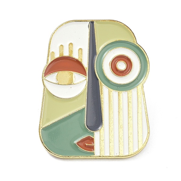 

PandaHall Alloy Enamel Brooch, Enamel Pin, Abstract Painting Face, Green, 28x22x10mm Alloy+Enamel Green