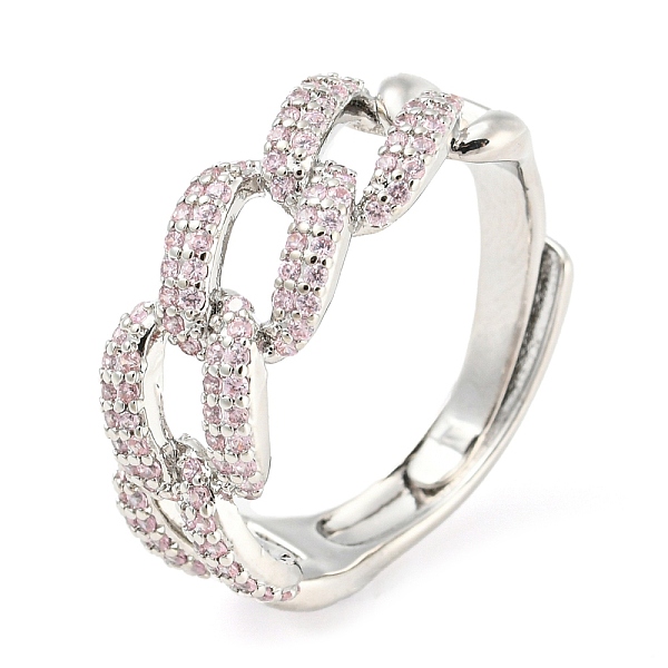 

PandaHall Curb Chains Shape Cubic Zirconia Adjustable Rings, Platinum Brass Ring, Lead Free & Cadmium Free, Flamingo, Inner Diameter: 18.2mm..., Pink