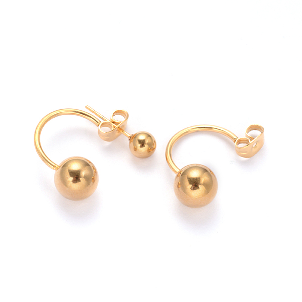 

PandaHall Ion Plating(IP) 304 Stainless Steel Stud Earrings, Hypoallergenic Earrings, Golden, 21mm, Pin: 0.8mm 304 Stainless Steel