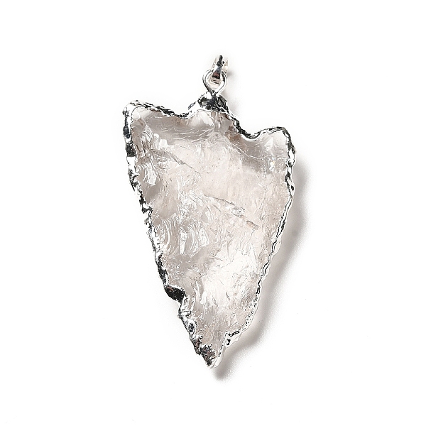 

PandaHall Natural Quartz Crystal Pendants, Rock Crystal Pendants, Triangle Charms, with Rack Plating Brass Findings, Platinum...