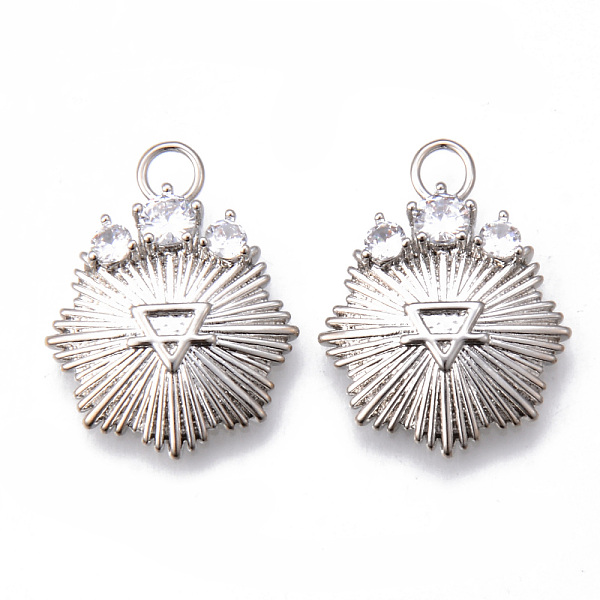

PandaHall Brass Micro Pave Clear Cubic Zirconia Pendants, Nickel Free, Flower with Inverted Triangle, Platinum, 23x18x3.5mm, Hole: 1.2mm...