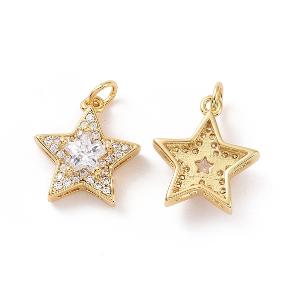 

PandaHall Star Brass Micro Pave Clear Cubic Zirconia Pendants, with Jump Rings, Cadmium Free & Nickel Free & Lead Free, Real 18K Gold Plated...