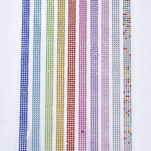 

PandaHall DIY Picture Stickers, with Acrylic Rhinestone and Adhesive Tape on the Other Side, Mixed Color, 17.5mm, about 50cm/roll..., Multicolor