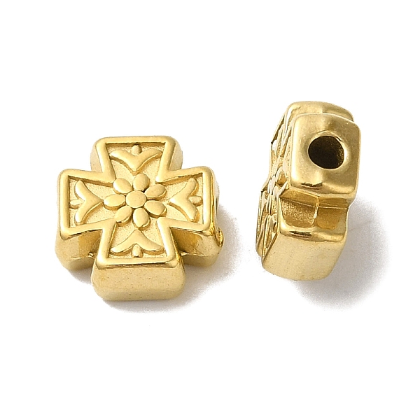 

PandaHall 304 Stainless Steel Beads, Cross with Flower, Golden, 8x8x3.5mm, Hole: 1.6mm 304 Stainless Steel Cross