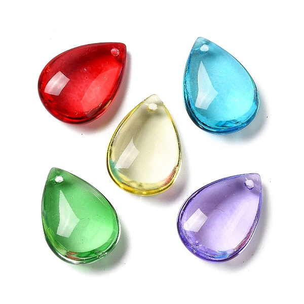 

PandaHall Transparent Glass Pendant, Teardrop Charms, Mixed Color, 27x19x9.5mm, Hole: 1.6mm Glass Teardrop Multicolor
