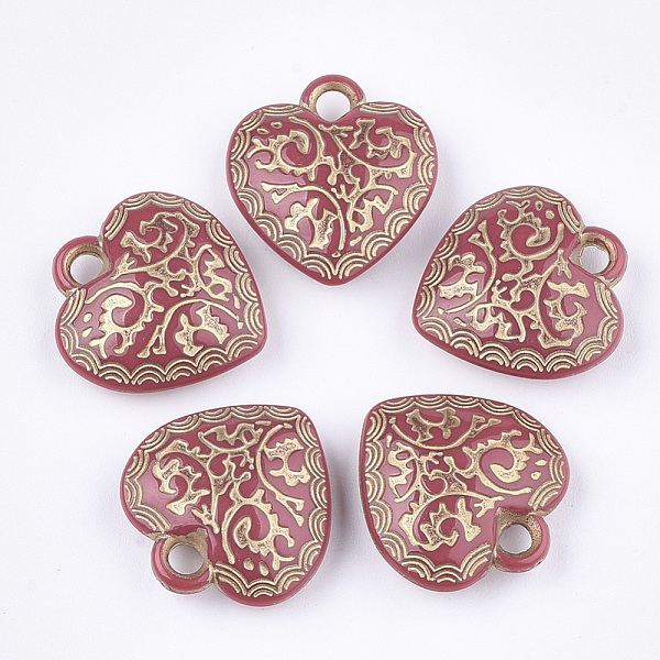 

PandaHall Plating Acrylic Pendants, Metal Enlaced, Heart, Crimson, 19.5x18.5x6~7mm, Hole: 2.5mm, about 480pcs/500g Acrylic Heart Pink