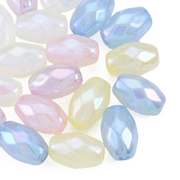 

PandaHall Rainbow Iridescent Plating Acrylic Beads, Glitter Beads, Faceted, Oval, Mixed Color, 13x9x8.5mm, Hole: 2mm Acrylic Oval Multicolor
