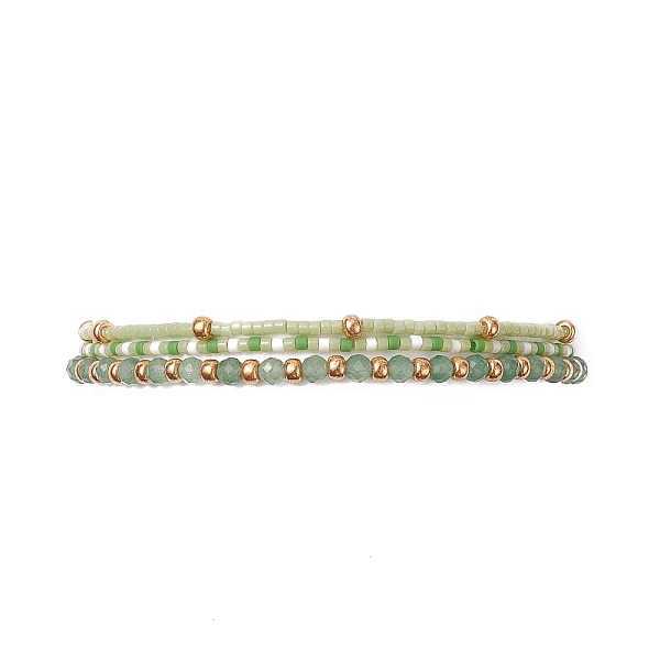 

PandaHall 3Pcs 3 Style Natural Green Aventurine & Glass Seed Beaded Stretch Bracelets Set for Women, Inner Diameter: 1-7/8~2 inch(4.8~5cm)...