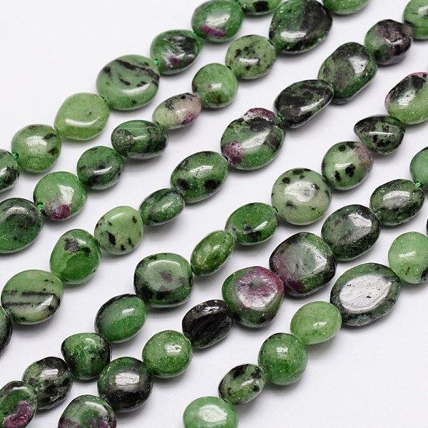 PandaHall Natural Ruby in Zoisite Bead Strands, Tumbled Stone, Nuggets, 9~11x9~11mm, Hole: 1mm, about 15.74 inch Ruby in Zoisite Nuggets
